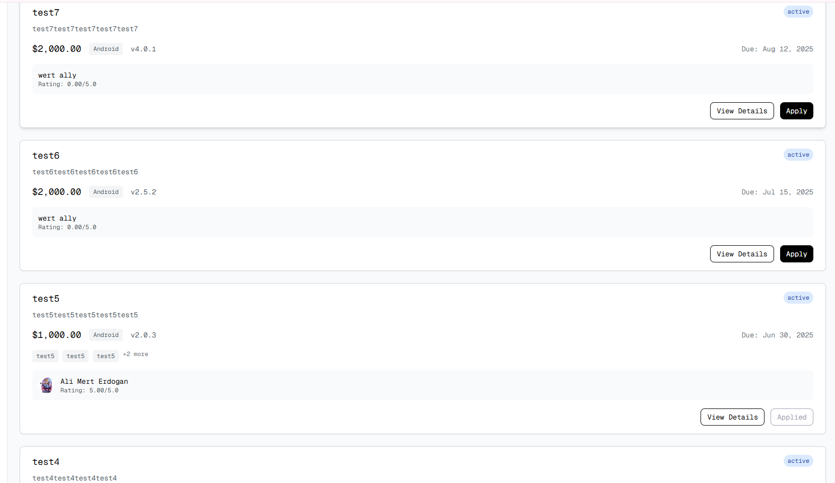 Available Tests Overview