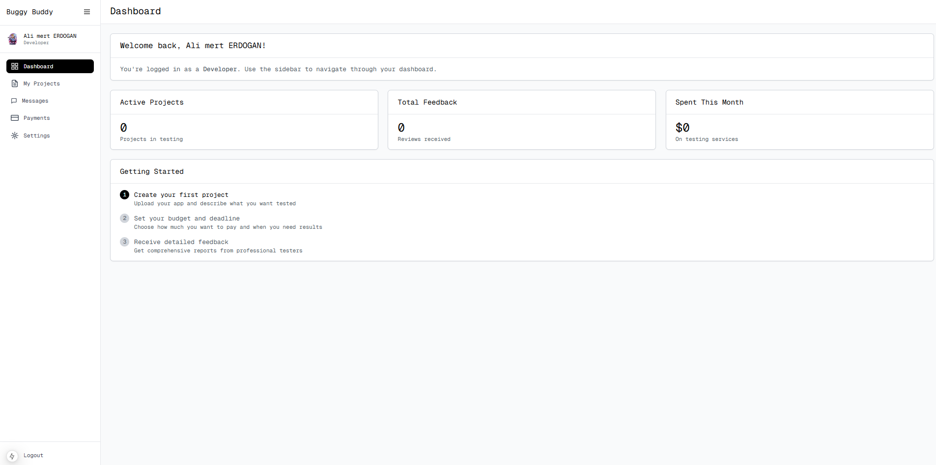 Developer Dashboard